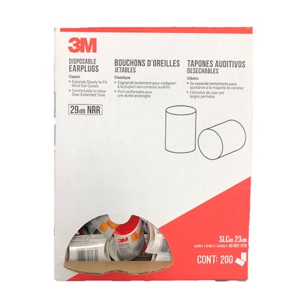 3M Tekk Protection 3M 29 dB Foam Classic Disposable Ear Plugs Orange 1 pair 90581H200-C